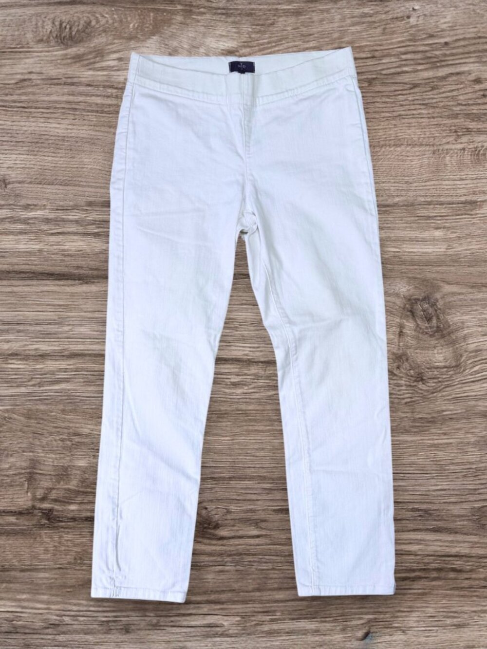 NYDJ White Ankle Pants Flat Front Slim Straight Stretch Cotton Women Size 4